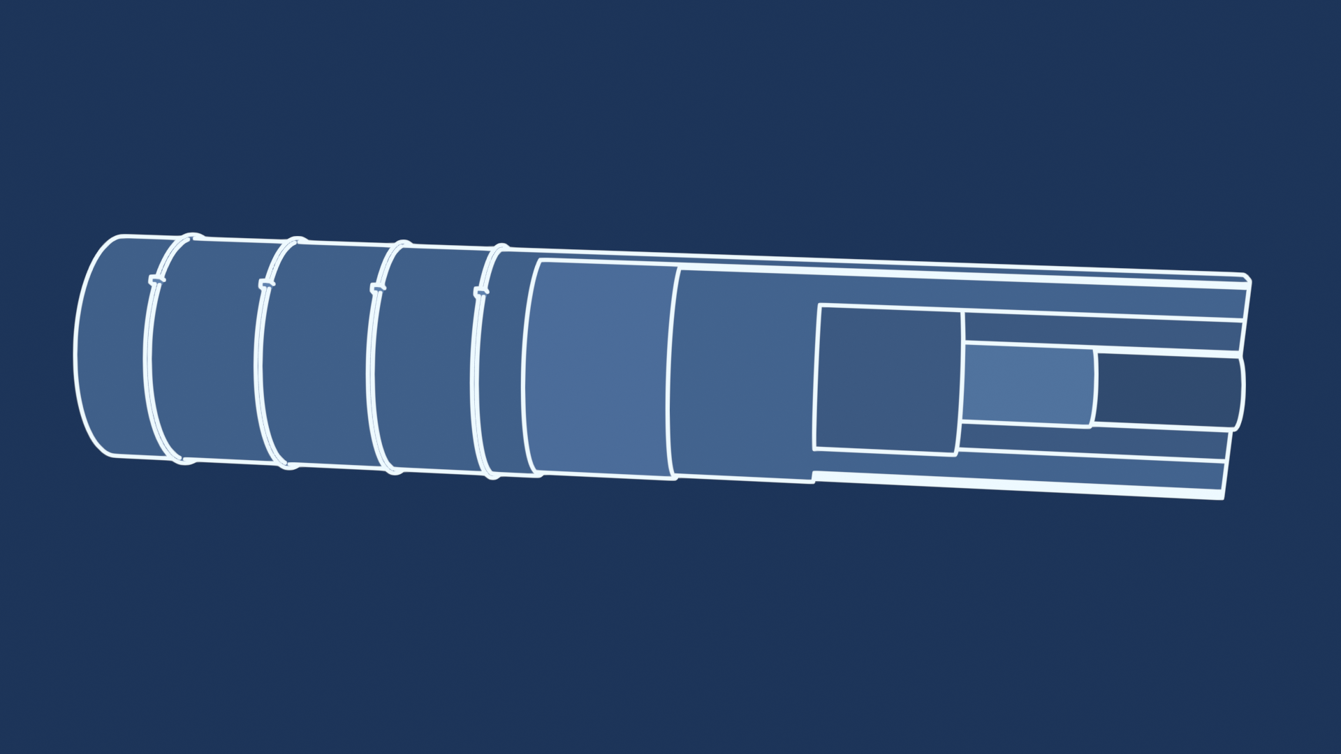 Blueprint sample — Insulrap system, white linework on blue